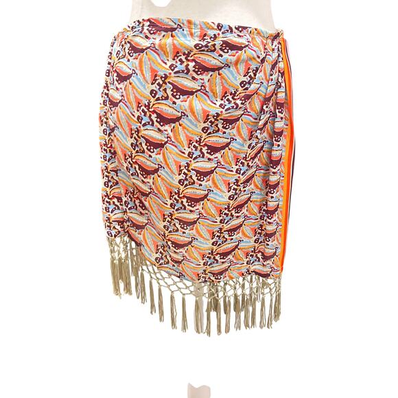 Anthropologie Multi-Color Boho Fringed Hem Mini Skirt Womens Size Large - Picture 1 of 4